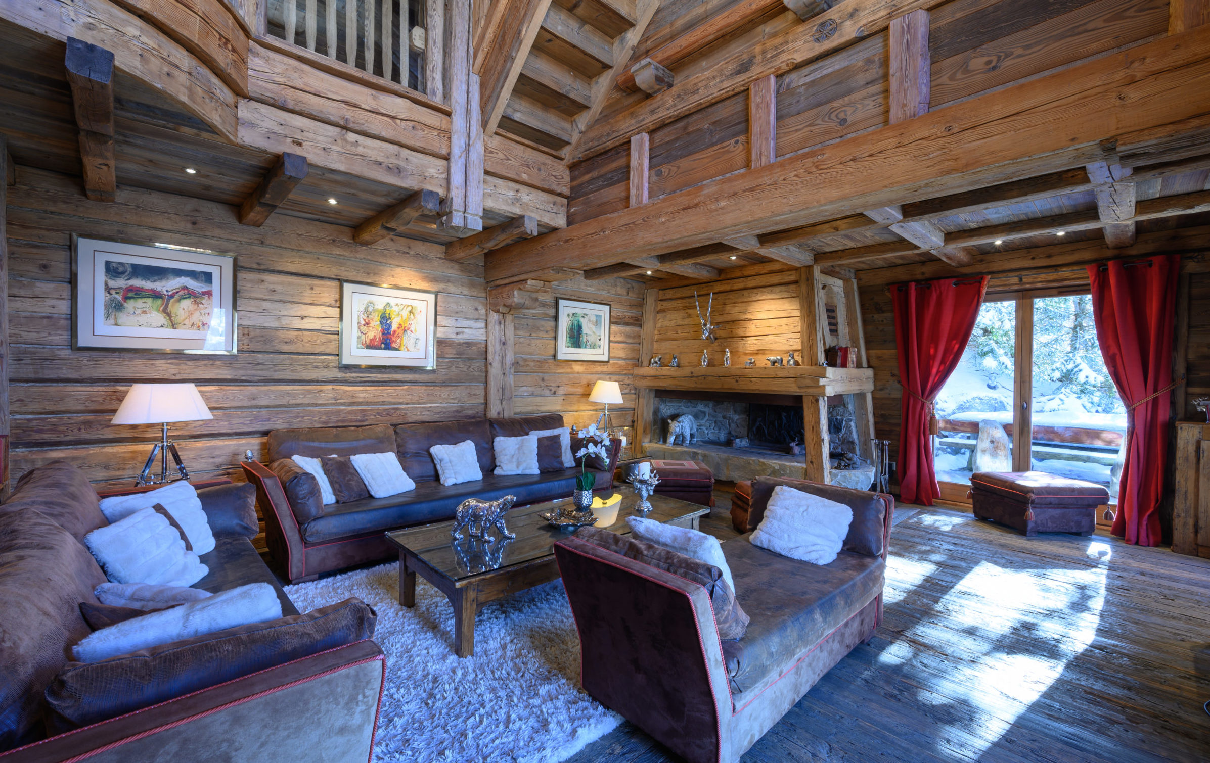 Living room - Chalet Druchka Meribel - Location chalet de luxe 3 vallées